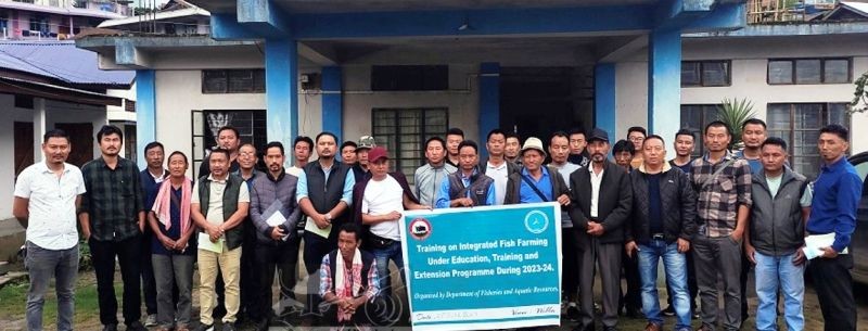 Officials and others during the training on Integrated Fish Farming organised by the Department of Fishery & Aquatic Resources at District Fishery Office, Wokha on June 21. (DIPR Photo)